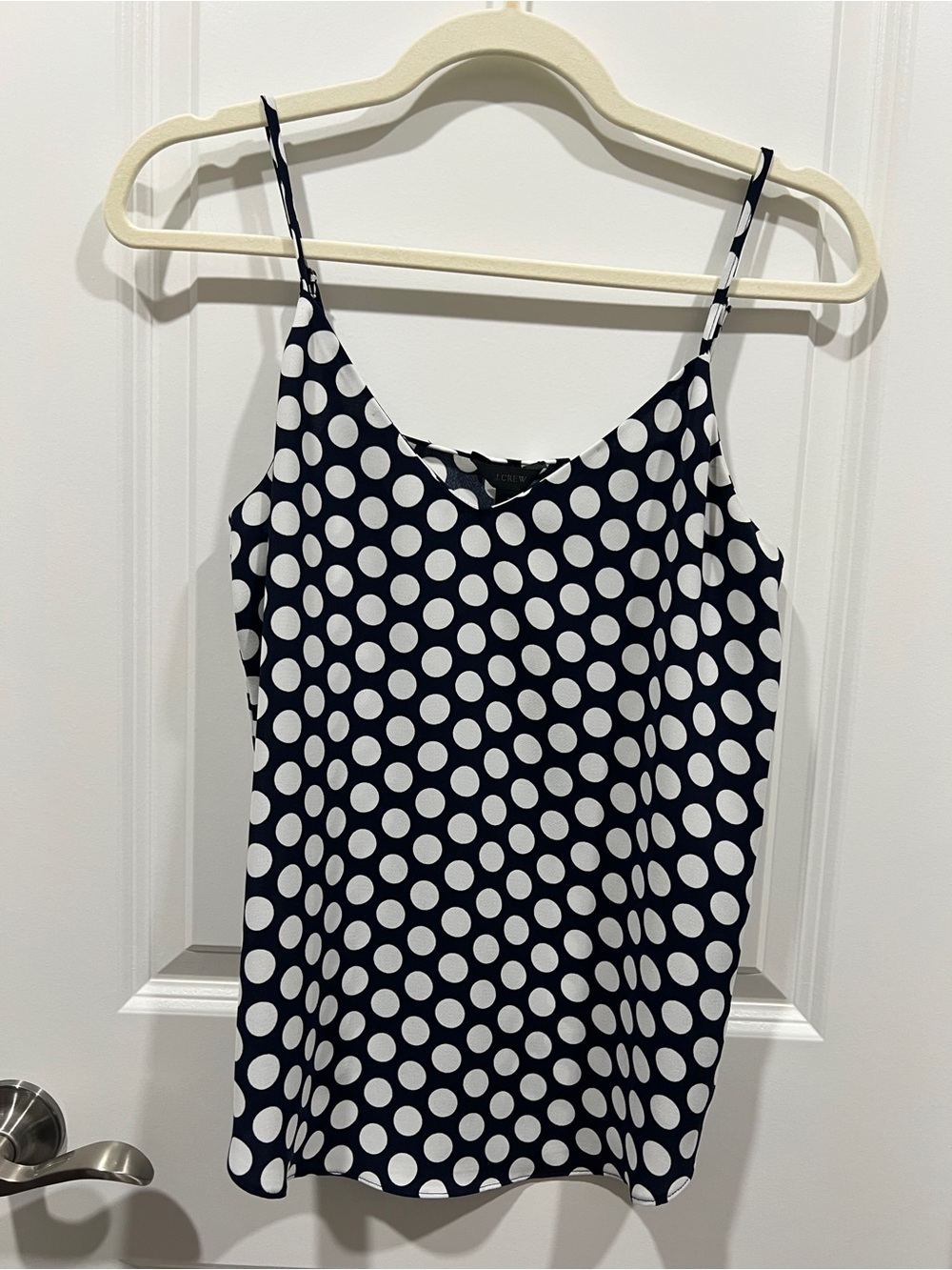 Polka Dot Spaghetti Strap Cami Tank Top - Navy/White